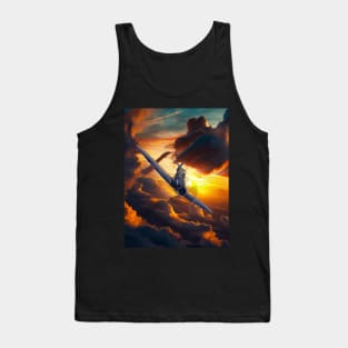 Spitfire Aircraft in the Sunset Aircraft art Tank Top